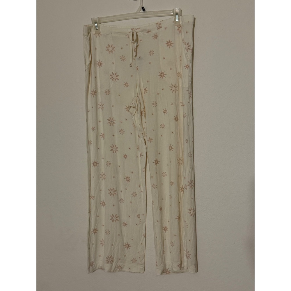 Soma Cool Nights Wide Leg Pajama Pants Sparkle Stars Ivory L 570297488